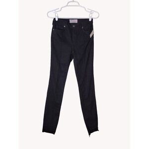 Free People Jeans 26 Black Stretch Raw Cut Ankle
